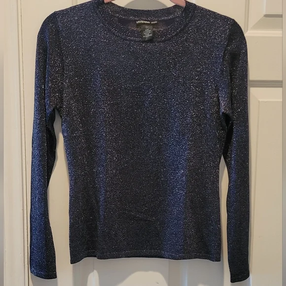 Y2K Vivinenne Tam Shimmering Long Sleeve Top Size 1 - Picture 4 of 4